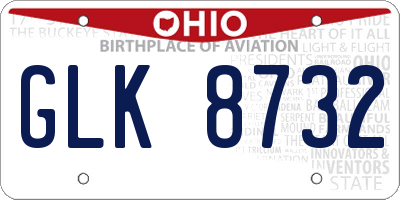 OH license plate GLK8732