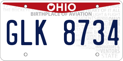 OH license plate GLK8734