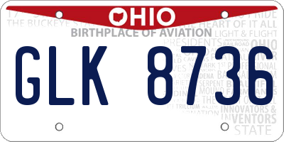 OH license plate GLK8736