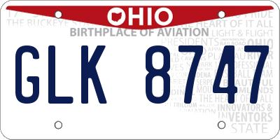 OH license plate GLK8747