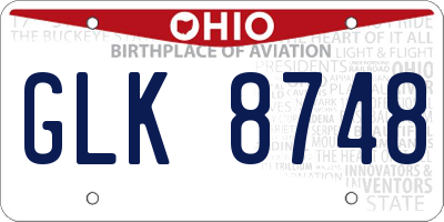 OH license plate GLK8748