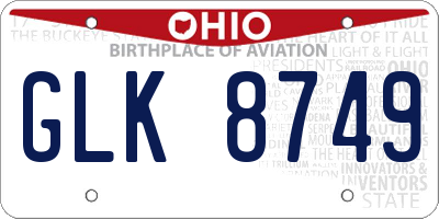 OH license plate GLK8749