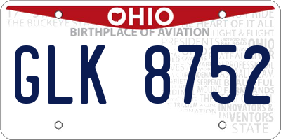 OH license plate GLK8752