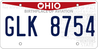OH license plate GLK8754
