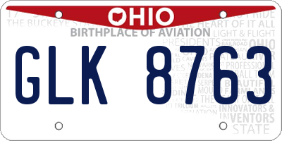 OH license plate GLK8763