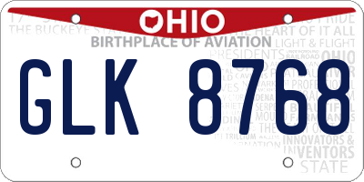OH license plate GLK8768