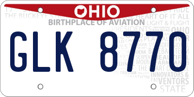 OH license plate GLK8770