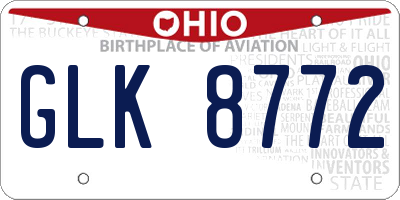 OH license plate GLK8772