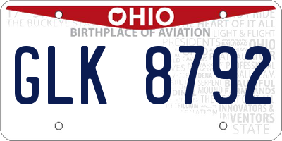 OH license plate GLK8792