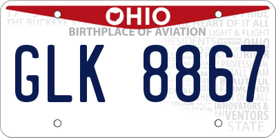 OH license plate GLK8867
