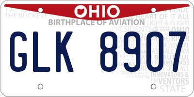 OH license plate GLK8907