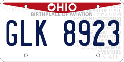 OH license plate GLK8923