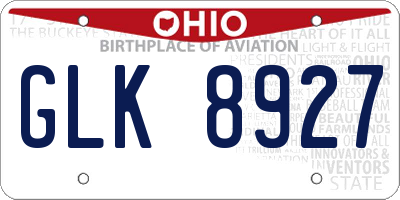 OH license plate GLK8927