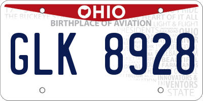 OH license plate GLK8928