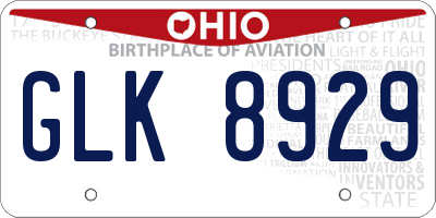 OH license plate GLK8929