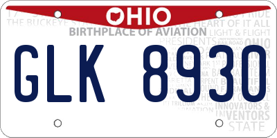 OH license plate GLK8930
