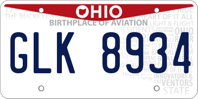 OH license plate GLK8934