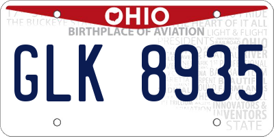 OH license plate GLK8935