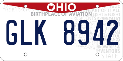 OH license plate GLK8942