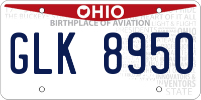 OH license plate GLK8950