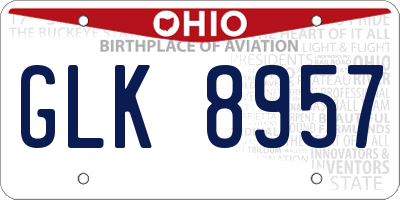 OH license plate GLK8957
