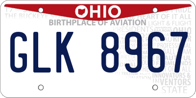OH license plate GLK8967