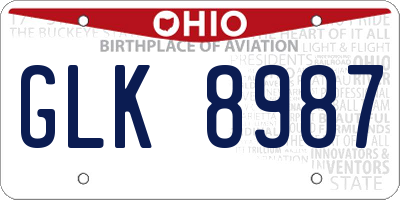 OH license plate GLK8987