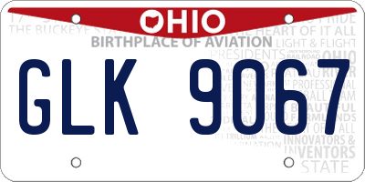OH license plate GLK9067