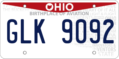 OH license plate GLK9092