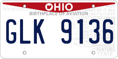 OH license plate GLK9136