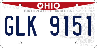 OH license plate GLK9151