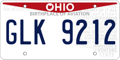 OH license plate GLK9212