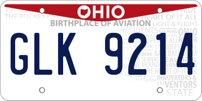 OH license plate GLK9214