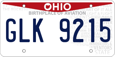 OH license plate GLK9215
