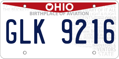 OH license plate GLK9216