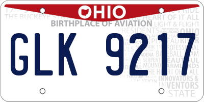 OH license plate GLK9217