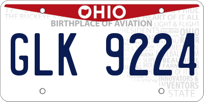 OH license plate GLK9224
