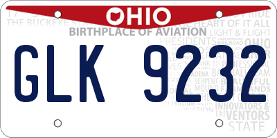 OH license plate GLK9232