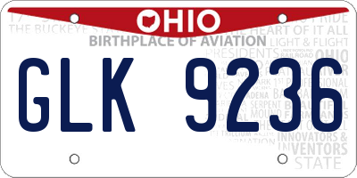 OH license plate GLK9236