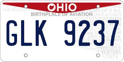 OH license plate GLK9237