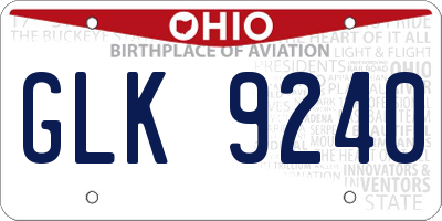 OH license plate GLK9240