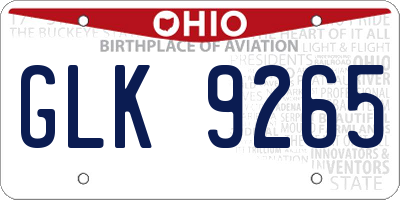 OH license plate GLK9265