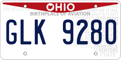 OH license plate GLK9280