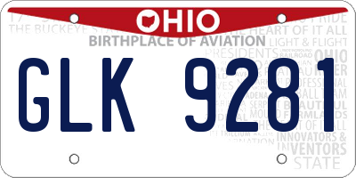 OH license plate GLK9281