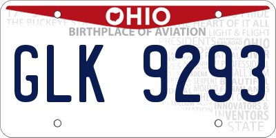 OH license plate GLK9293