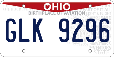 OH license plate GLK9296