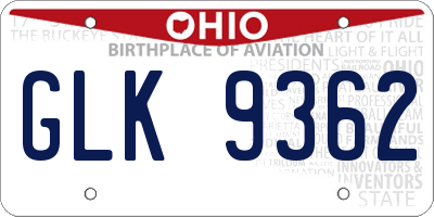 OH license plate GLK9362