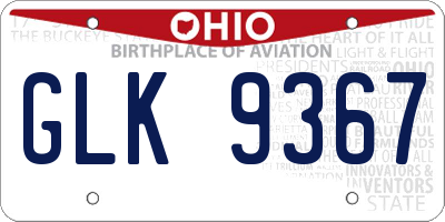 OH license plate GLK9367