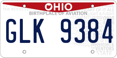 OH license plate GLK9384