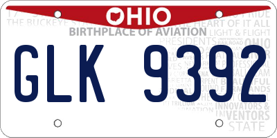 OH license plate GLK9392